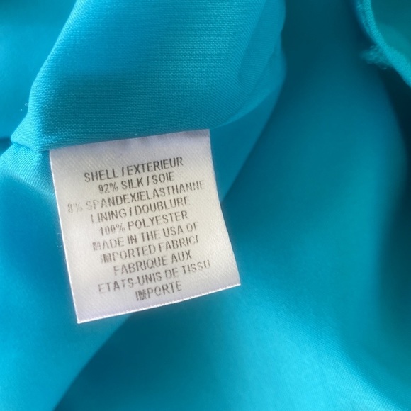 Milly Silk Aqua Blue Green Blue Butterfly Sleeve Scoop Back Column Mini Dress 0 - Picture 13 of 15